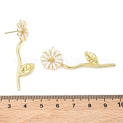 Серьги-гвоздики из латуни с цветком&nbsp;EJEW-C181-05G