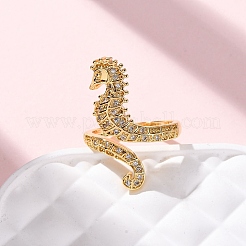 Латунные микропаве кубические цирконии регулируемые открытые манжеты кольца для женщин RJEW-A072-03G