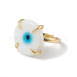 Лэмпворк злой глаз открытое кольцо на запястье RJEW-C051-01G-06