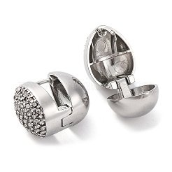 女性用304ステンレススチールラインストーンフープピアス  ティアドロップ  ステンレス鋼色  クリスタル  14x11.5x17mm&nbsp;EJEW-Z076-05P-05