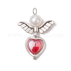 Ангел с сердцем тибетский стиль сплав бусины с гальваническим покрытием немагнитные синтетические гематитовые бусины и прозрачные акриловые бусины и АБС пластик имитация жемчуга круглые бусины подвески PALLOY-JF03624