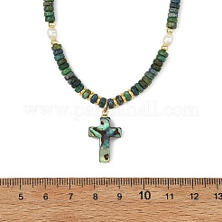 Collares colgantes de crisocola natural y perlas cultivadas de agua dulce naturales.&nbsp;NJEW-JN06626