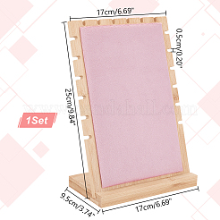 Présentoirs en bois pour organisateur de colliers à dos incliné avec tapis en velours&nbsp;AJEW-WH0471-130B