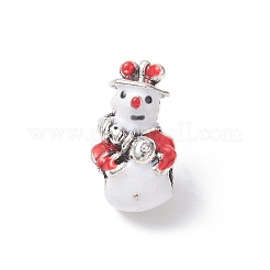 クリスマステーマ合金エナメルヨーロッパビーズ  大穴ビーズ  アンティークシルバー  雪だるま  16.5x9.5x7mm  穴：4.5mm&nbsp;MPDL-Q213-12AS
