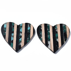 Полосатые подвески из смолы и орехового дерева RESI-N025-016A-D02