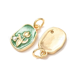 Micro pavé de zircone cubique transparent en laiton avec pendentifs en émail&nbsp;CU-K002-52G-B
