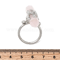 Armreife aus natürlichem Rosenquarz und Messing für Damen&nbsp;RJEW-G374-01P-10