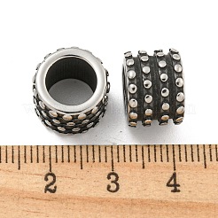 316サージカルステンレススチール製大穴ビーズ  テクスチャードカラム  アンティークシルバー  7x12x7mm  穴：9mm&nbsp;STAS-Q326-09AS-03