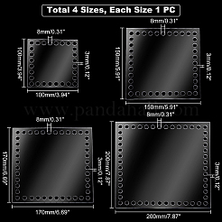透明アクリルかぎ針編みバスケットベース4個、4スタイル  編みかご用  正方形  透明  10~20x10~20x0.3cm  穴：8mm  1個/スタイル&nbsp;DIY-PH0009-21