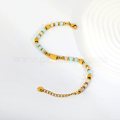 Pulseras de acero inoxidable 304 y cuentas redondas de piedra natural shoushan.&nbsp;WG1A79C-01