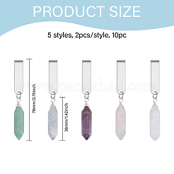 10 шт. 5 стиля подвески для обуви в виде пули из натурального зеленого авантюрина&nbsp;HJEW-CA00020