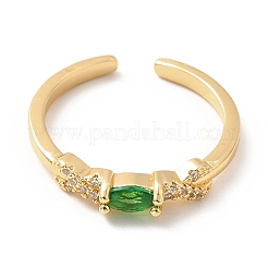 Открытое кольцо-манжета овальной формы с кубическим цирконием RJEW-H101-02G