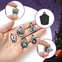 DIY Хэллоуин тема сплав эмаль череп кулон брелок изготовление наборов DIY-FS0007-14