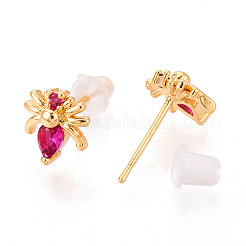 Латунные микро проложить серьги стержня кубического циркония EJEW-T047-34G