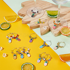 Осенние подвески для бокалов из эмали из сплава ананаса AJEW-GA00016