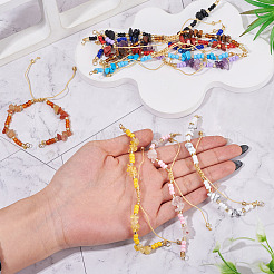 10 Stück 10 Stile natürliche & synthetische gemischte Steinsplitter & Glasperlen geflochtene Armbandherstellung&nbsp;AJEW-TA00055