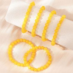 Bracelets extensibles de perles de jade jaune naturel&nbsp;BJEW-K212-B-038