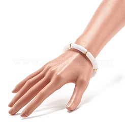 Bracciale elasticizzato con perline in tubo curvo in acrilico bicolore&nbsp;BJEW-JB07971-01