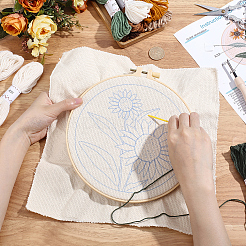 花柄パンチ刺繍スターターキット  刺繍生地と糸を含む  針  パンチペン  スレッダー  刺繍フープ  指示シート  ミックスカラー  295x294x1mm&nbsp;DIY-WH20007-743B
