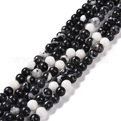 Круглый природных зебра яшма бисер пряди G-R253-6mm