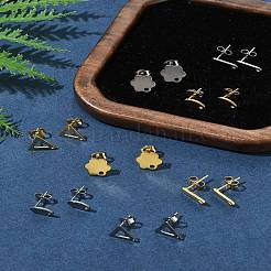 16 шт. 8 стиля 201 нержавеющая сталь серьги-гвоздики с отверстием EJEW-FS0001-21