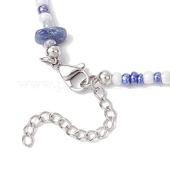 Натуральный авантюрин синего цвета (окрашенный и нагретый) ожерелья из бисера от сглаза и стеклянных бус NJEW-JN05294