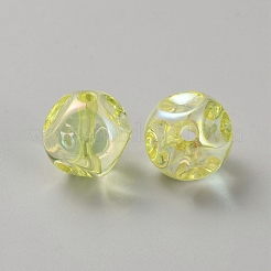 メッキアクリルビーズ  ファセット  ナゲット  きいろ  15.5x16x15.8mm  穴：2.5mm&nbsp;OACR-WH20006-01F