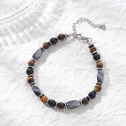 Браслеты из бусин из натурального тигрового глаза&nbsp;BJEW-JB12941-01