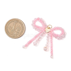 Бант из стеклянного бисера с подвесками в виде сердечек&nbsp;PALLOY-MZ01162-01