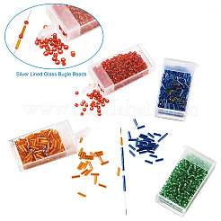 Серебряный вырез стеклянный стеклянный бусины SEED-TA0001-02