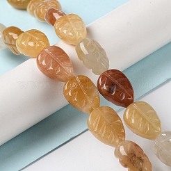 天然石トパーズ翡翠ビーズ連売り  葉  14~14.5x10~10.5x5.5~6mm  穴：1.2mm  約15個/連  8.43''（21.4センチメートル）&nbsp;G-M418-A01-01