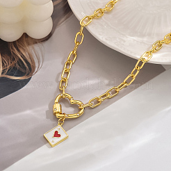 Романтические ожерелья с подвеской в форме сердца из латуни с прозрачным кубическим цирконием и эмалью на морскую тематику для женщин XQ8742-2