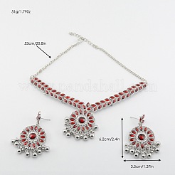 Комплекты из серег-гвоздиков и ожерелий с подвесками в стиле ретро со стразами FS-WG2F819-01