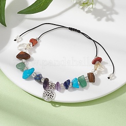 Bracelets de perles tressées avec pierres précieuses naturelles et synthétiques chakra&nbsp;BJEW-JB09824-03