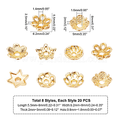 160 шт. 8-х стильные колпачки для бусин из сплава с покрытием в виде цветка&nbsp;KK-PH0003-60