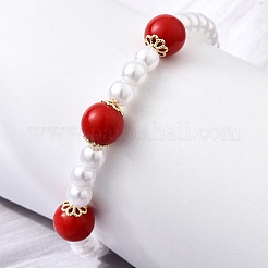 Браслеты из искусственного жемчуга с латунным АБС-пластиком для женщин BJEW-D317-02G