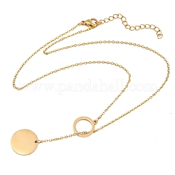 Verstellbare Lariat-Halsketten mit Münzanhänger aus Edelstahl 304&nbsp;NJEW-H093-01G