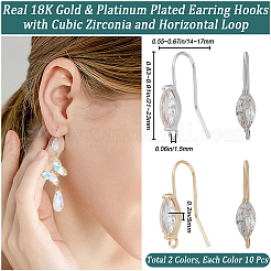 20 шт. 2 цвета латунные крючки для серег KK-BBC0011-23