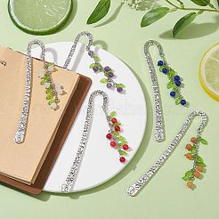 Закладки-подвески из смешанных натуральных драгоценных камней с акриловым листом AJEW-JK00272