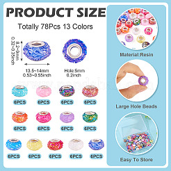 72шт 12 цвета непрозрачной смолы европейские бусины&nbsp;RESI-TA0004-39