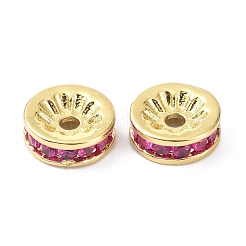 Латунные бусины из кубического циркония цвета фуксии ZIRC-C022-08G