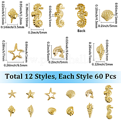 720 шт. 12 стиля кабошонов из сплава и латуни с морской тематикой&nbsp;MRMJ-SC0001-35