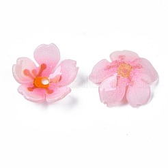 プラスチックビーズ  花  パールピンク  17~17.5x18x4.5mm  穴：1.6mm&nbsp;KY-N015-56A
