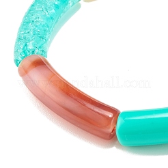 Braccialetto elastico con perline in tubo curvo acrilico&nbsp;BJEW-JB07980-04