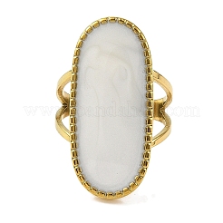 Овальные эмалированные открытые манжеты из нержавеющей стали 304 для женщин RJEW-F166-25G-02