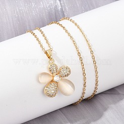 Кулон из цветочной латуни с микропаве из кубического циркония для женщин NJEW-C076-05G