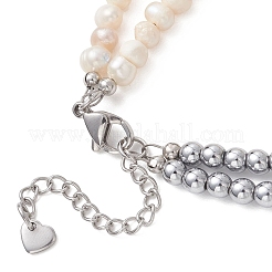 Браслеты из натурального жемчуга и синтетического немагнитного гематита для женщин&nbsp;BJEW-JB13364-01