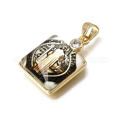 Pendentifs religieux en laiton sertis de micro-pavés de zircone cubique transparente&nbsp;KK-C262-01G-02