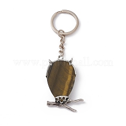 Schlüsselanhänger mit Anhänger aus natürlichem und synthetischem Eulen-Edelstein&nbsp;KEYC-G056-01AS