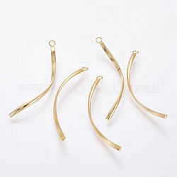 304 Stainless Steel Pendants, Twist, Real 18K Gold Plated, 40x2x1mm, Hole: 1.6mm